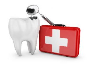 Tooth next to an emergency kit